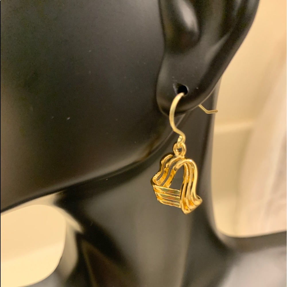 Gold fish hook earrings with triangles